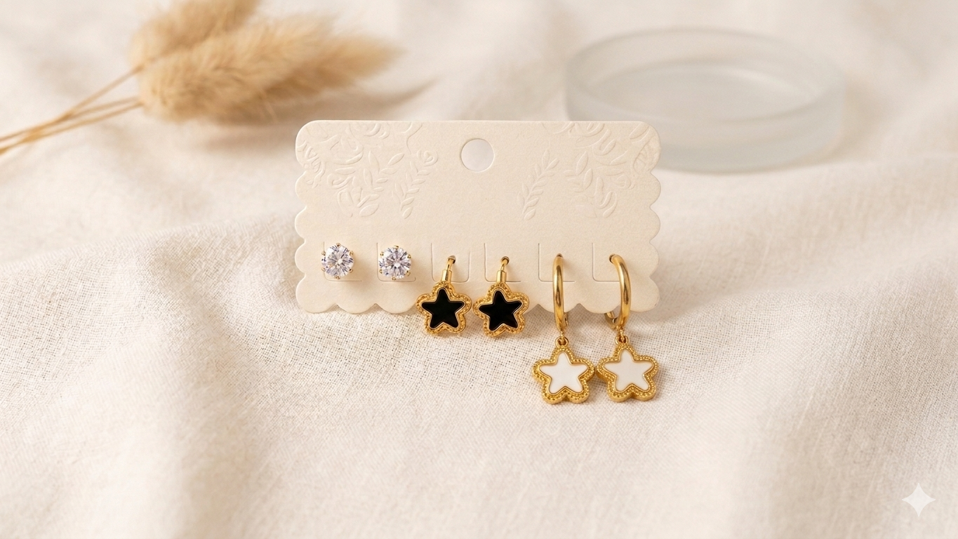 star earrings with combo pack anti tarnish